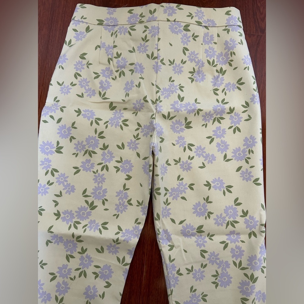 Zara Y2K Floral Purple and Cream Wide Leg Pants NWOT - Picture 7 of 8